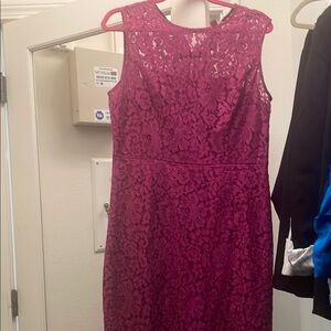 New York & Company Pink Sheath Midi Dress Crew Neck Sleeveless